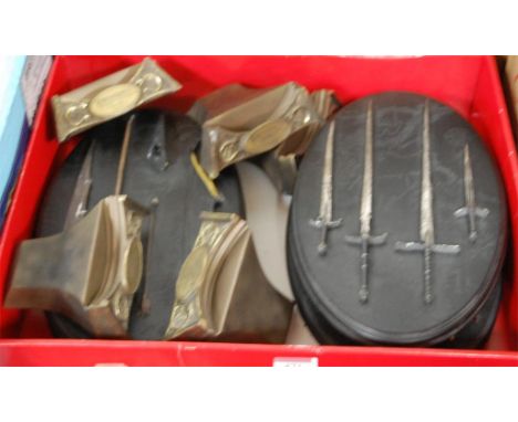 A collection of Lord of the Rings slide show Weta collectables, arms display plaques to include the Arms of the Nazgul limite