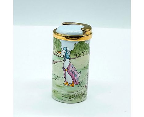 Gold and white Peter Rabbit collector's memorabilia featuring Mr. Tod Fox and Jemima Puddle-duck. Made by Crummles backstamp.