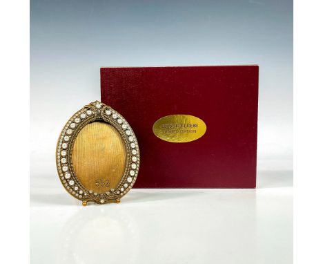 552/1; A stunning small museum gold plated vintage frame adorned with pearls and crystals. Edgar Berebi impressed plaque on t