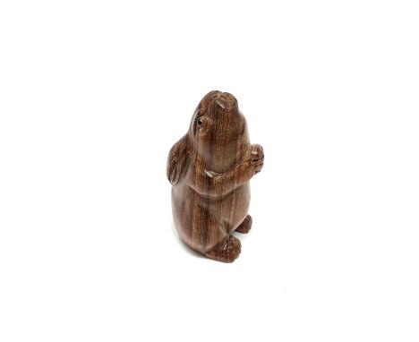 A carved Chinese hardwood netsuke - Rabbit 