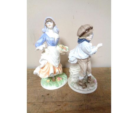 A Royal Worcester figure, Rosie picking apples, together with a Coalport figure, The Boy (2) 
