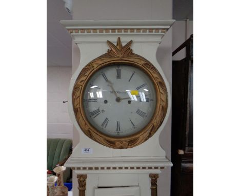 A continental painted longcase clock with dial signed M J Moller  