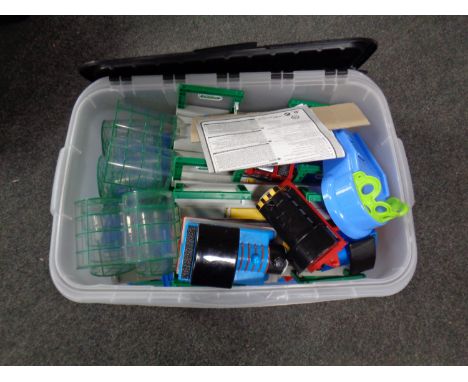 A box of Thomas the Tank Engine toys