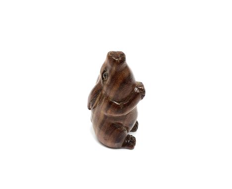 A carved Chinese hardwood netsuke - Rabbit 