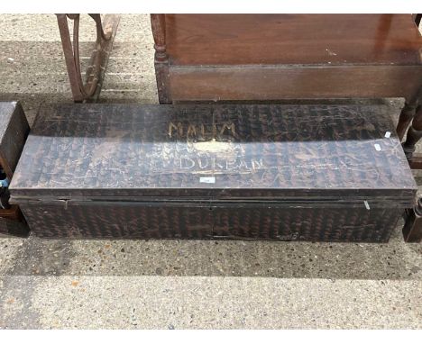 Vintage metal military trunk marked "The Right Honourable Lord Colwyn"