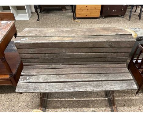 Vintage iron framed and slatted wood bench