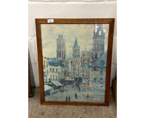 Coloured print, Street in Rouen