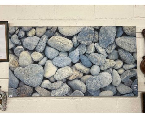 Modern screen print of rocks on a beach, unframed, 144 x 80cm by Bebe, 100% cotton, made in Florence, Italy
