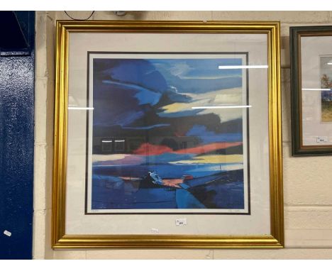 Pam Carter, Room with a View, Skye, coloured print, gilt framed