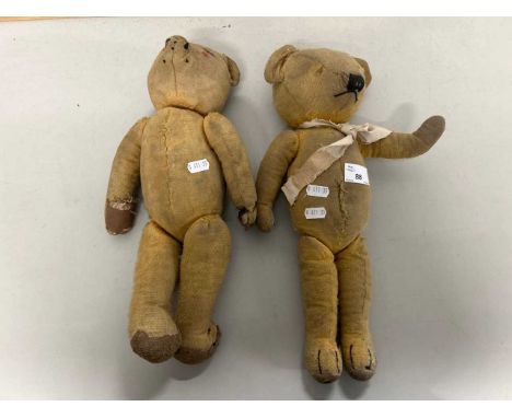 Two well loved vintage teddy bears, one is a Merrythought bear