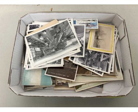 Box of various vintage photographs, cigarette cards, etc