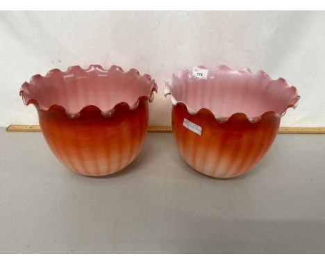 Pair of frilled glass light shades