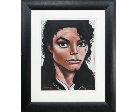 * FRANK MCFADDEN (SCOTTISH b. 1972), MICHAEL JACKSON pastel on paper, signed and dated '09 and inscribed 'R.I.P.'mounted, fra