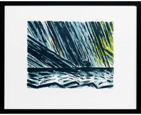 * JOHN HOUSTON OBE RSA RSW RGI SSA (SCOTTISH 1930 - 2008), BASS ROCK, EVENING STORM limited edition lithograph on paper, sign