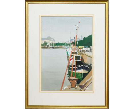 * NORMAN EDGAR RGI (SCOTTISH 1948 - 2022), DEAUVILLE oil on board, signed, titled versomounted, framed and under glass image 