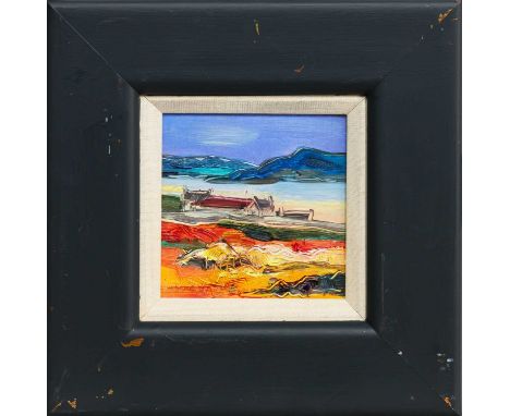 * JUDITH L BRIDGLAND (AUSTRALIAN / SCOTTISH b. 1962), STUDY: FROM TALMINE, SUTHERLAND  oil on board, signed, titled label ver