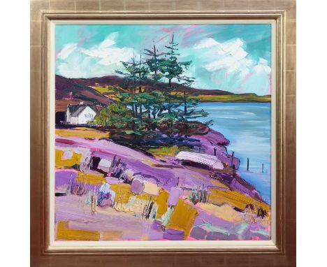 * JUDITH L BRIDGLAND (AUSTRALIAN / SCOTTISH b. 1962), UPTURNED BOAT, TROTTERNISH, SKYE oil on board, signed, titled and dated