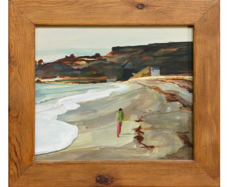 * EUAN MCGREGOR PAI, WINTER STORM BEACH  acrylic on paper, signed, titled label verso framed and under glass  image size 34cm