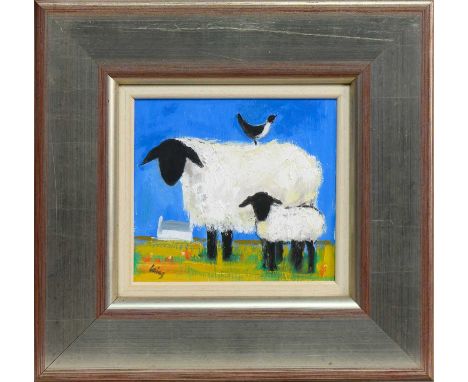 * ROWENA LAING, MOTHER AND CHILD oil on board, signedframed and under glassimage size 15cm x 17cm, overall size 33cm x 33cm N