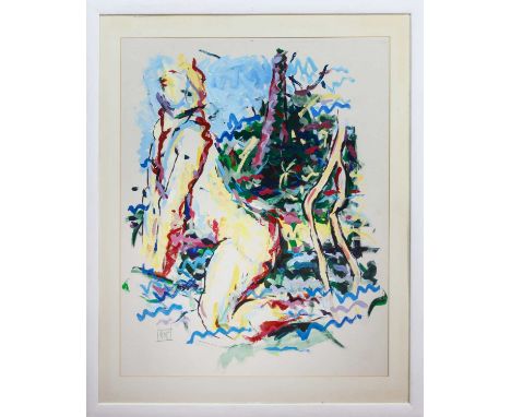 * MATT MCCURDY, NUDE STUDY oil on paper, initialled mounted, framed and under glassimage size 89cm x 74cm, overall size 109cm