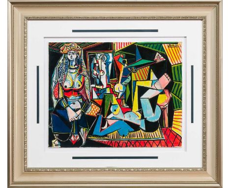 AFTER PABLO PICASSO (SPANISH 1881 - 1973), LES FEMMES D'ALGER (VERSION "O") limited edition gouttelette print on silk, number