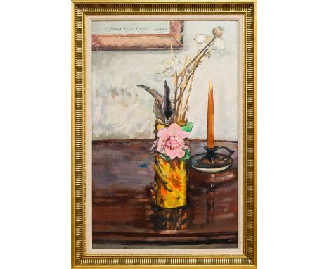 * NITA BEGG (SCOTTISH 1920 - 2011), BROWN WAX CANDLE  oil on canvas, signed, titled and dated 1983framedimage size 72cm x 46c
