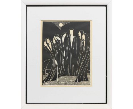 * HANNAH FRANK (SCOTTISH 1908 - 2008), NIGHT FORMS (1932) lithograph on paper, signed in pencilmounted, framed and under glas