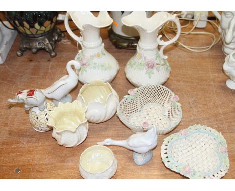 A collection of porcelain to include Belleek and Nao (10)