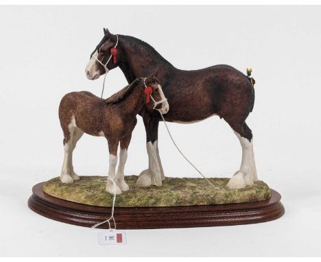A Border Fine Arts resin model of a Clydesdale horse mare and foal, designed by Ann Wall, limited edition 760/950, height 25c