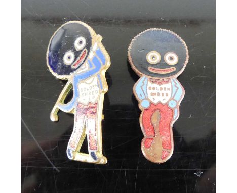 Two enamelled metal 'Golly' pin badges, each 3.5cm These items are listed on the basis they are illustrative of a bygone cult
