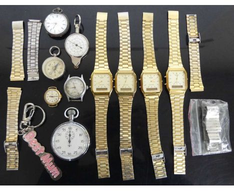 A collection of principally gent's fashion watches, lady's Rotary manual wind wrist watch, a lady's continental silver case k