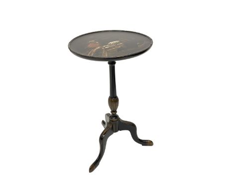 Small early 20th century chinoiserie tripod wine table, D29cm, H52cm - Condition Report 