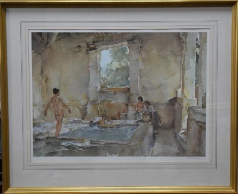 Sir William Russell Flint (1880-1969) - 'Lavoir la Bastide', print, pencil signed to lower right margin with blind stamp to l