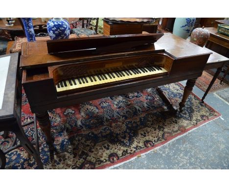 John Broadwood &amp; Sons, a Georgian (circa 1830) mahogany square piano/spinette, frame no. 37.129.G c/w green panel sound b
