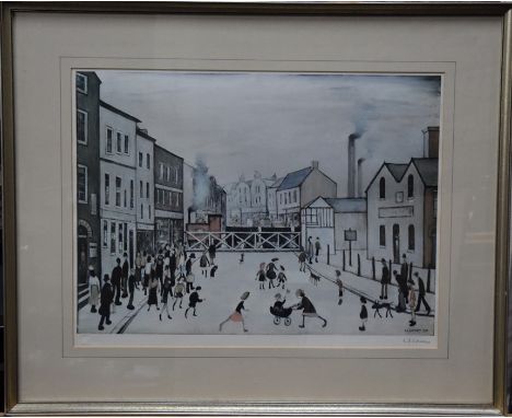 Laurence Stephen Lowry (1887-1976) - 'Level Crossing, Burton-on-Trent', offset lithographic print, pencil signed to lower rig