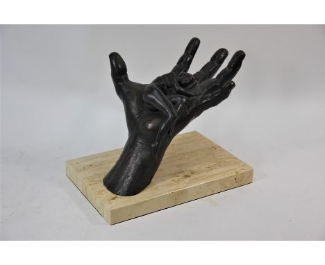 Lorenzo Quinn, a contemporary Italian sculpture 'Trust', bronze resin, signed and numbered 833/999, on polished marble base, 