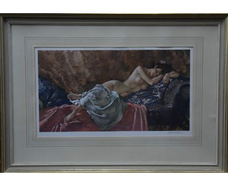 Sir William Russell Flint (1880-1969) - 'Reclining nude II', print, pencil signed to lower right margin, blind stamp to lower