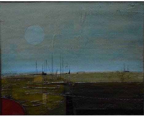 JL? - Abstract seascape, oil on board, signed with initials lower right, 60 x 75 cm&nbsp;- condition good original although s