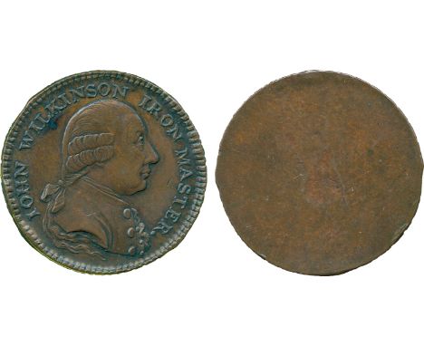 BRITISH 18th CENTURY TOKENS, John Wilkinson, Uniface Copper Halfpenny, Trial of the Obverse Die, obv bust in profile right, I