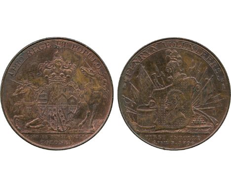 BRITISH 18th CENTURY TOKENS, George Chapman George, Copper Halfpenny, 1794, obv shield of arms flanked by unicorns, PRO REGE 