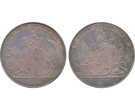 BRITISH 18th CENTURY TOKENS, George Chapman George, Silver Halfpenny, 1794, obv shield of arms flanked by unicorns, PRO REGE 