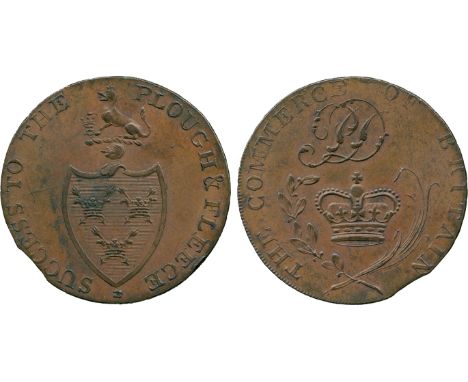 BRITISH 18th CENTURY TOKENS, Philip Deck, Copper Halfpenny, obv shield of arms of Bury St Edmunds, crest a wolf, SUCCESS TO T