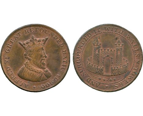 BRITISH 18th CENTURY TOKENS, Payne & Turner, Copper Halfpenny, obv crowned bust in profile right, ALFRED YE GREAT REFOUNDED B