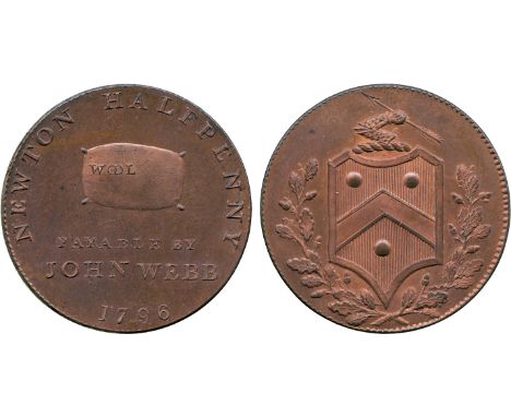 BRITISH 18th CENTURY TOKENS, John Webb, Copper Halfpenny, 1796, obv pack marked WOOL, with PAYABLE BY JOHN WEBB 1796, below, 