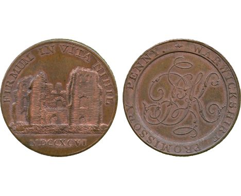 BRITISH 18th CENTURY TOKENS, Peter Kempson, Copper Penny, 1794, obv view of an ancient tower, FIRMUM IN VITA NIHIL around, MD