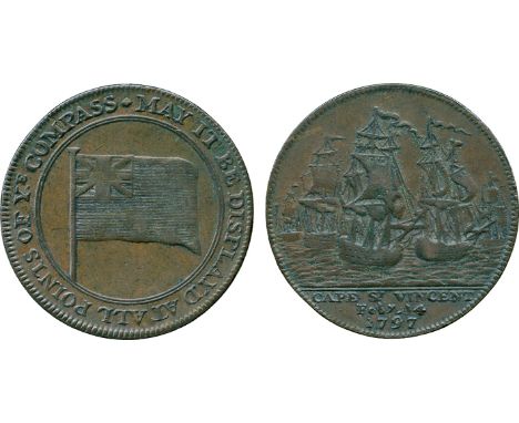 BRITISH 18th CENTURY TOKENS, Unknown Issuer, Copper Halfpenny, 1797, obv Union Jack within a circle, MAY IT BE DISPLAYD AT AL