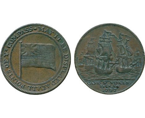 BRITISH 18th CENTURY TOKENS, Unknown Issuer, Copper Halfpenny, 1797, obv Union Jack within a circle, MAY IT BE DISPLAYD AT AL