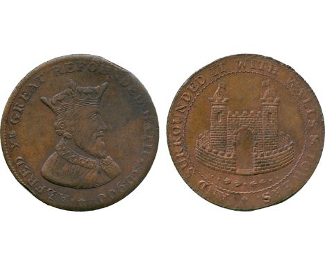 BRITISH 18th CENTURY TOKENS, Payne & Turner, Copper Halfpenny, obv crowned bust in profile right, ALFRED YE GREAT REFOUNDED B