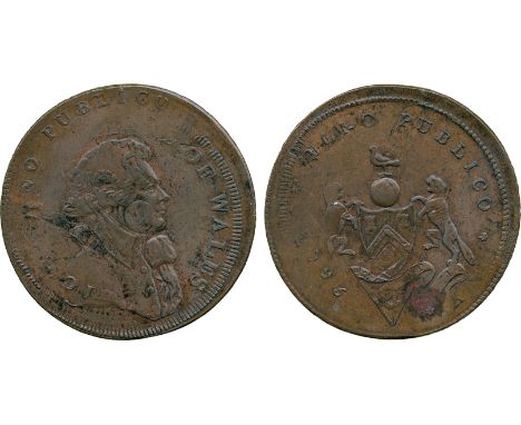 BRITISH 18th CENTURY TOKENS, William Lutwyche, Copper Penny mule, 1795, obv bust of the Prince of Wales right, GEORGE PRINCE 