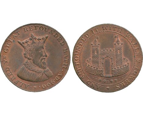 BRITISH 18th CENTURY TOKENS, Payne & Turner, Copper Halfpenny, obv crowned bust in profile right, ALFRED YE GREAT REFOUNDED B